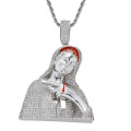 colar personalizado de joias de diamante agente de compras, homens, mulheres, hip hop, cobre, zircão, ouro, colar, pingentes, Virgem Maria, pingentes